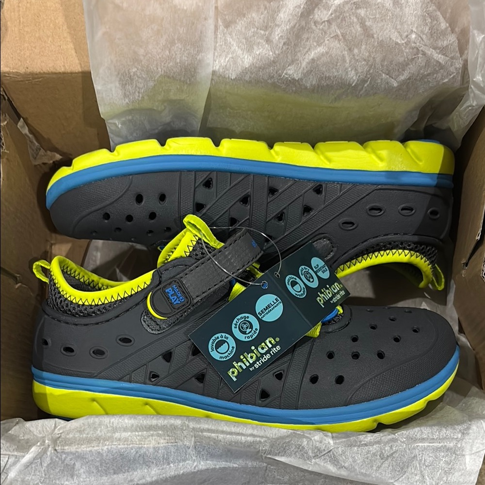 Kids Shoes - Gray, Blue, and Yellow